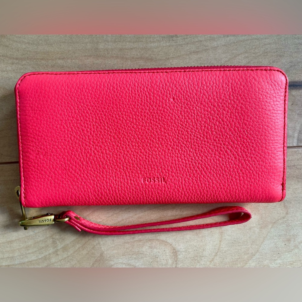 Fossil Red Leather Wristlet